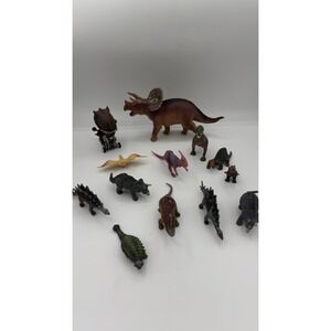 Plastic Dinosaur Toy Figures LOT of 13 Various Brands Species Colors DINOSAURS